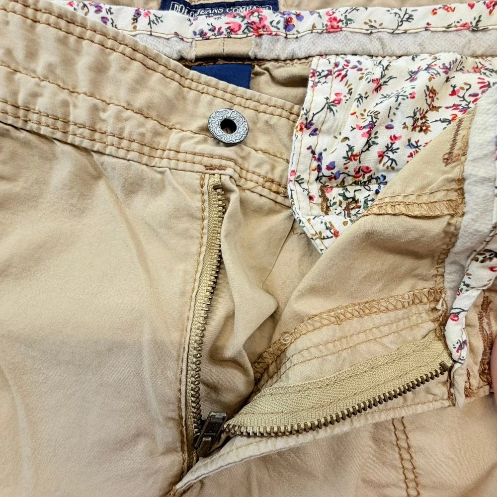 Polo‎ Jeans Company by Ralph Lauren Khaki Cargo Shorts Sz 10 Utility Floral Trim